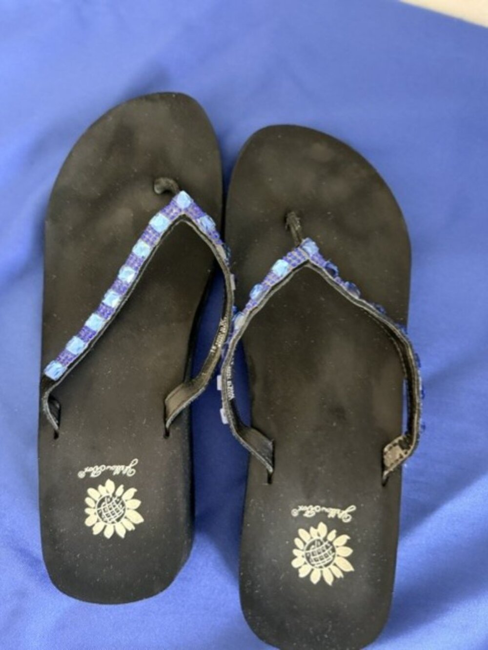 Yellow Box Stone Embellished Sandals Flip Flops, Size 8.5